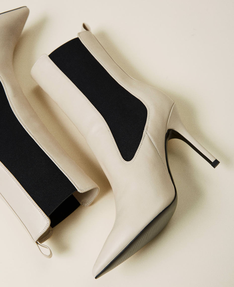 High ankle boots with elastic gores "Ice" White Woman 212TCP03E-01