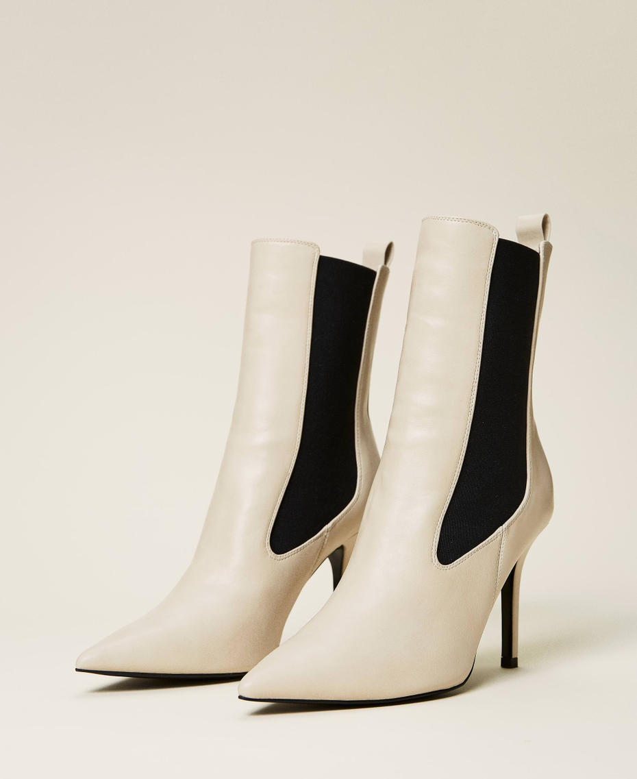High ankle boots with elastic gores "Ice" White Woman 212TCP03E-04