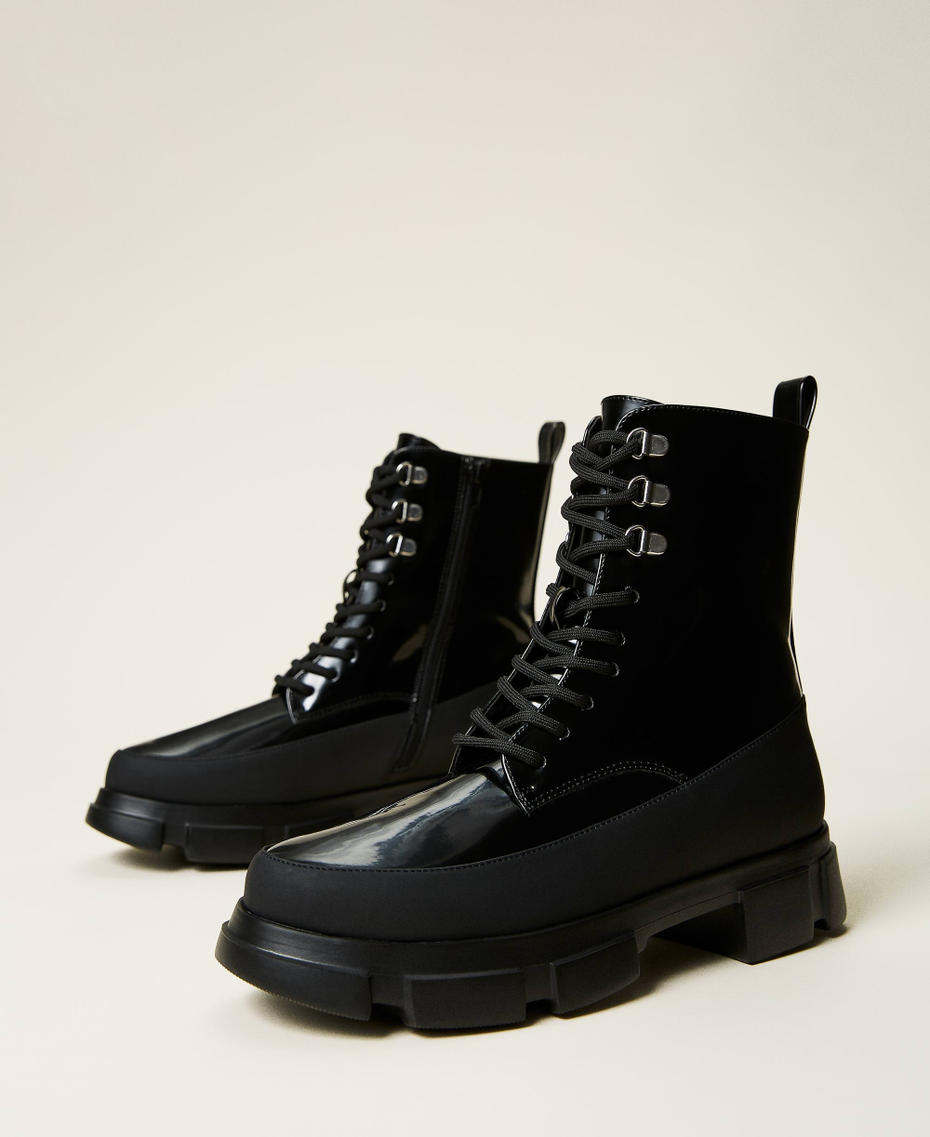 Patent leather combat boots Black Woman 212TCP042-01