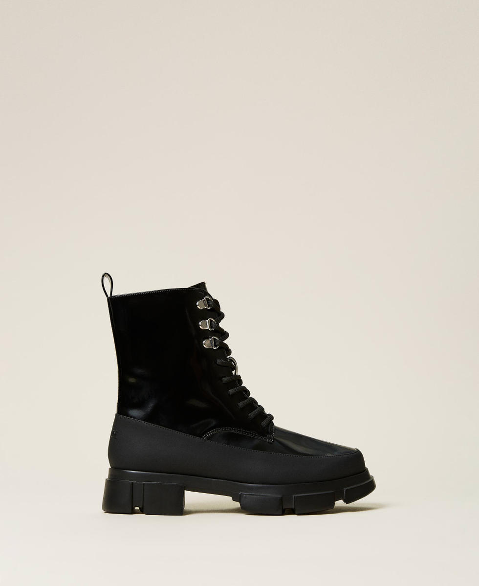 Combat-Boot in Lackoptik Schwarz Frau 212TCP042-03