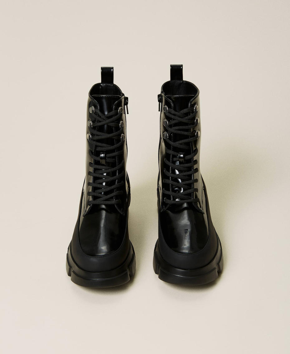 Combat-Boot in Lackoptik Schwarz Frau 212TCP042-06