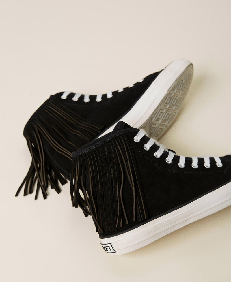 Sneakers in pelle con frange Donna Nero TWINSET Milano