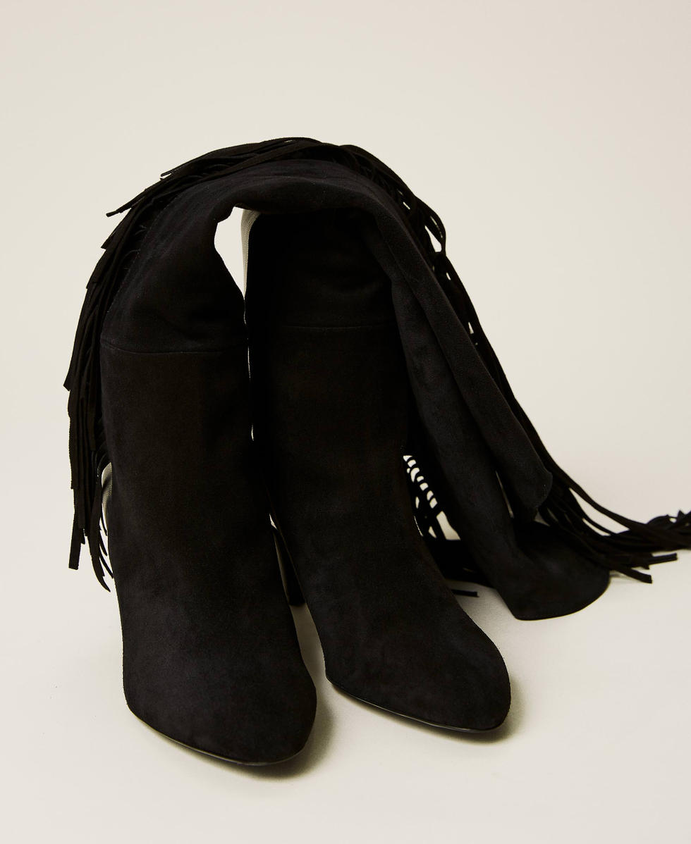 Black suede outlet fringe boots