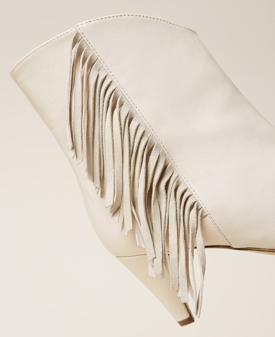 Leather ankle boots with fringes White Snow Woman 212TCP10E-04