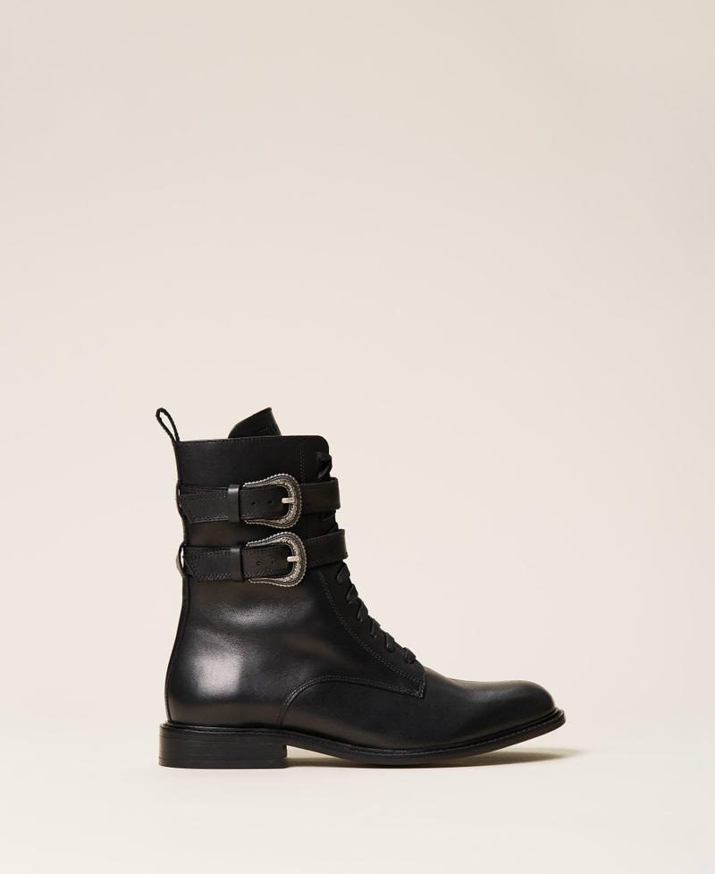 Combat boots with double buckle Black Woman 212TCP164-02