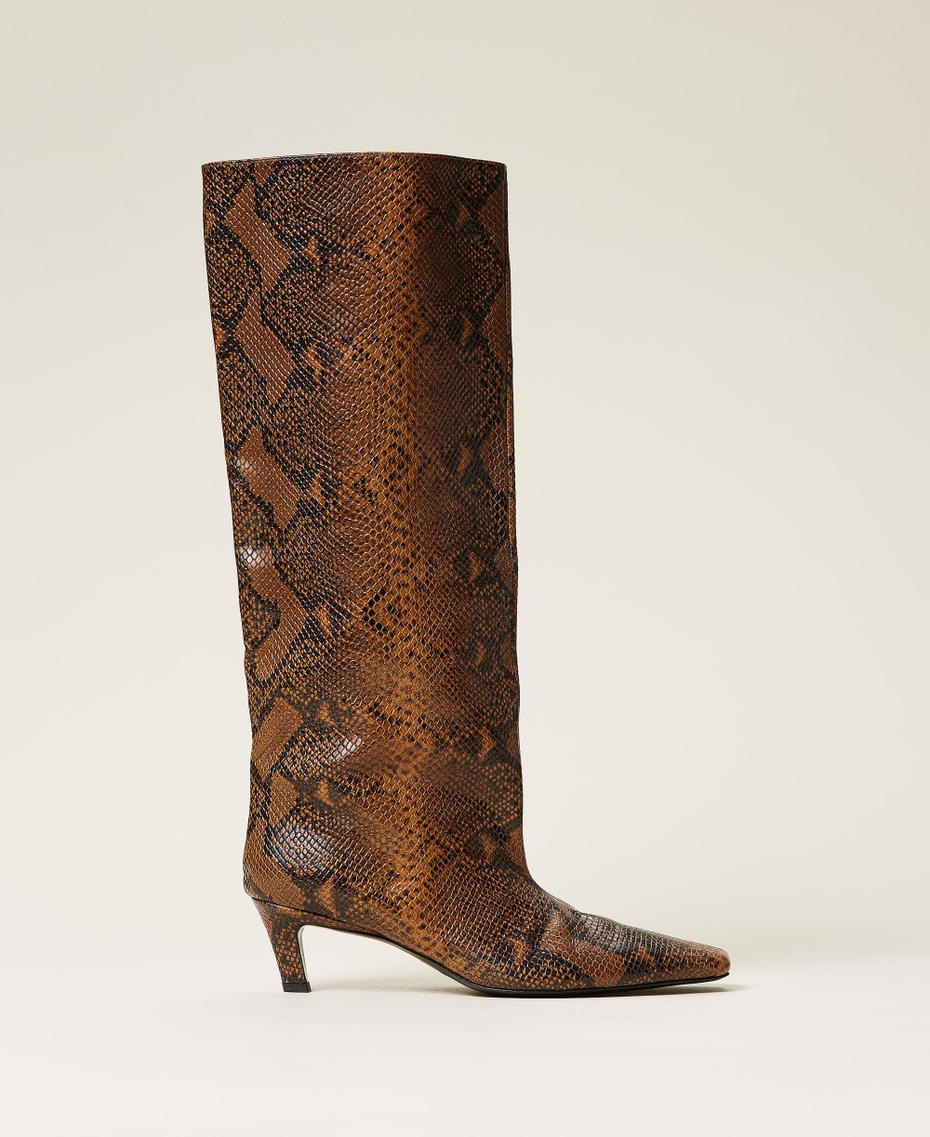 Botas altas de piel animal print Estampado Whips Cuero Mujer 212TCP180-01