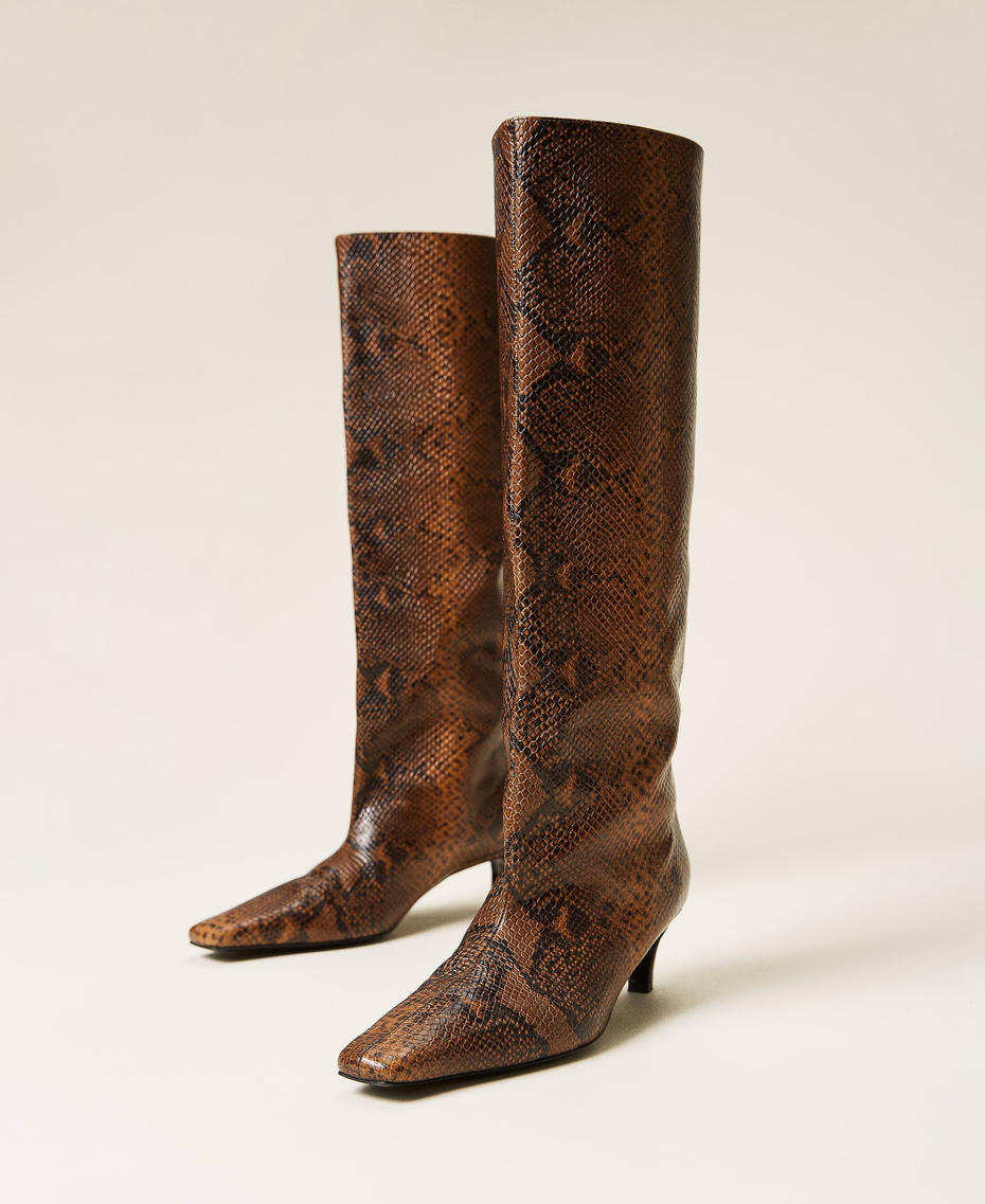 Botas altas de piel animal print Estampado Whips Cuero Mujer 212TCP180-03