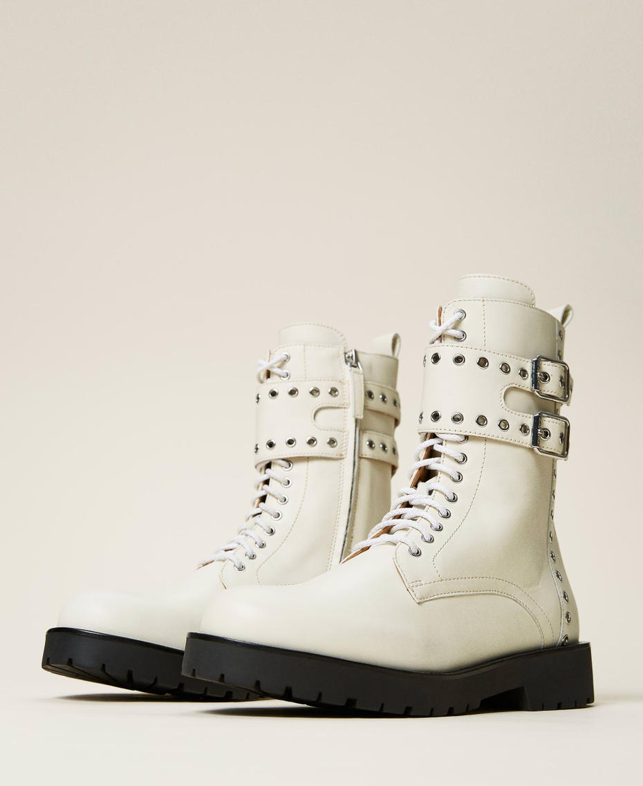 Combat boots with metal eyelets White Snow Woman 212TCP200-01