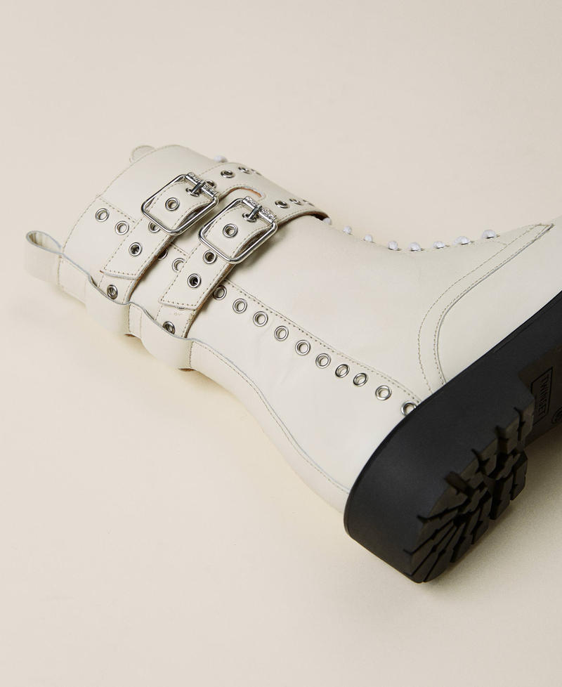Combat boots with metal eyelets White Snow Woman 212TCP200-03