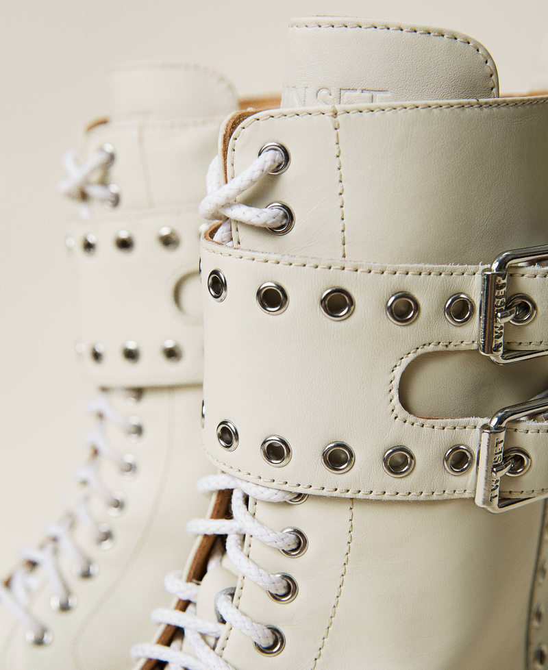 Combat boots with metal eyelets White Snow Woman 212TCP200-04