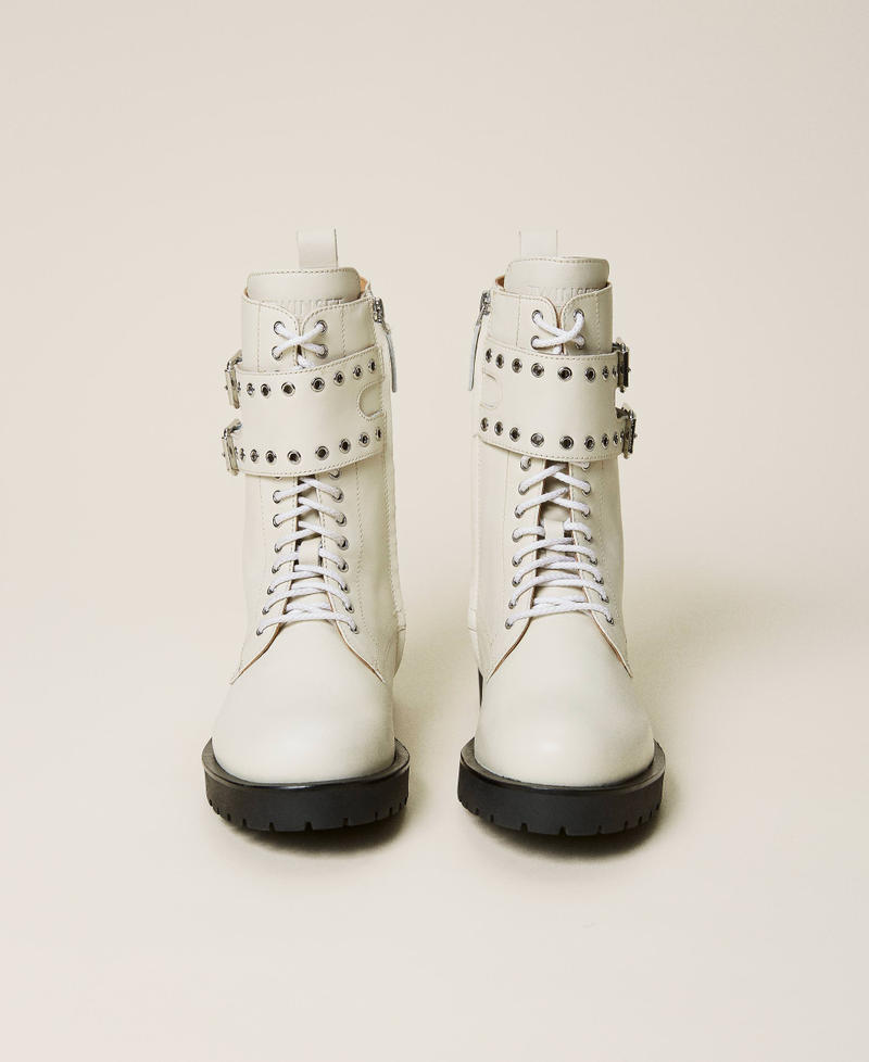 Combat boots with metal eyelets White Snow Woman 212TCP200-06