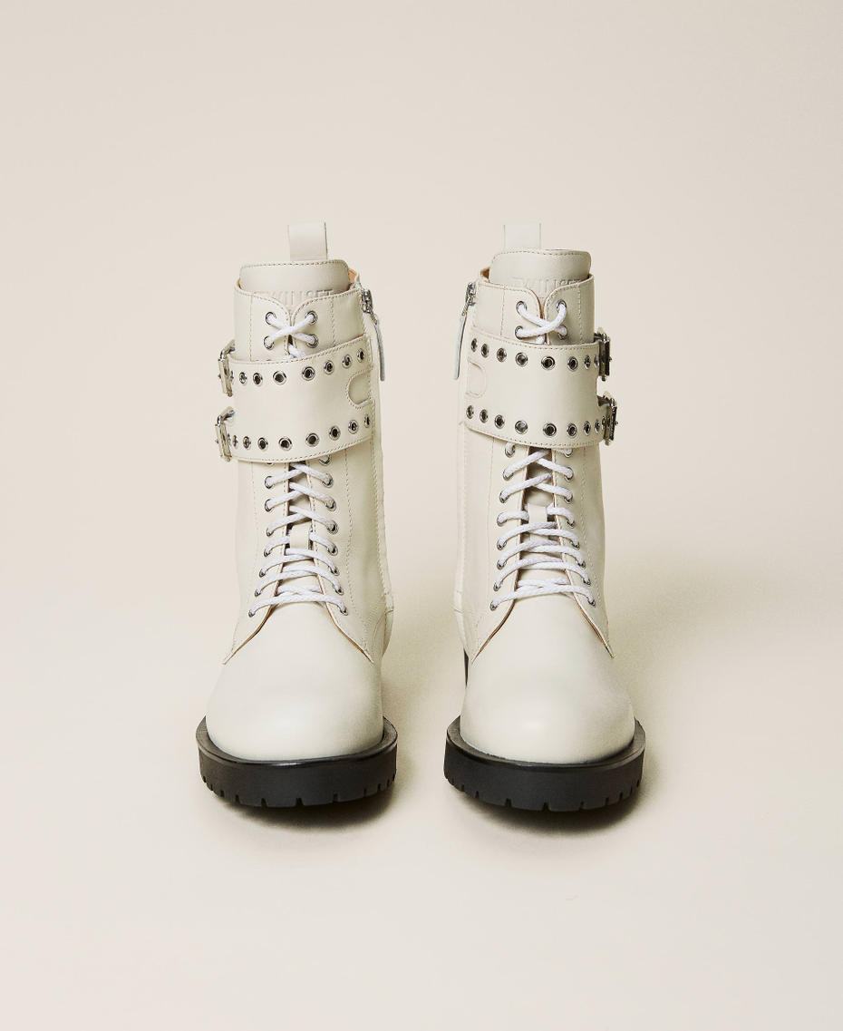 Combat boots with metal eyelets White Snow Woman 212TCP200-06