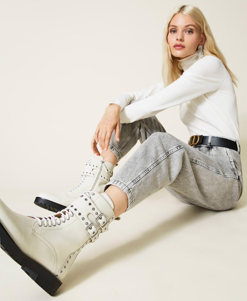 Combat boots with metal eyelets White Snow Woman 212TCP200-0S