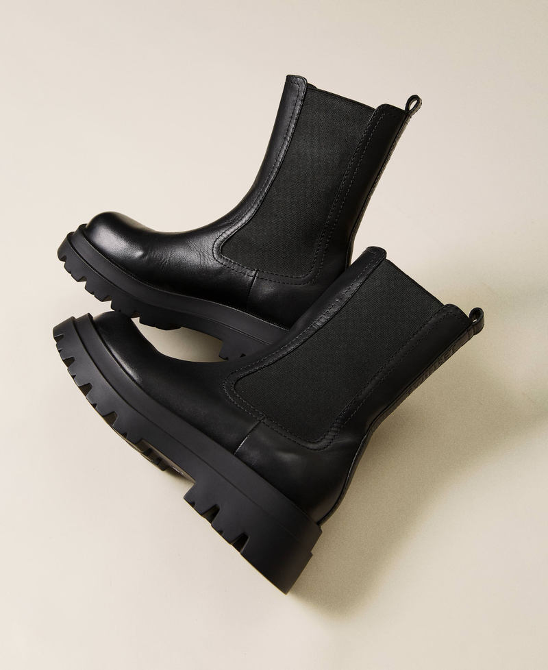 Stivaletti in pelle con elastico Donna Nero TWINSET Milano