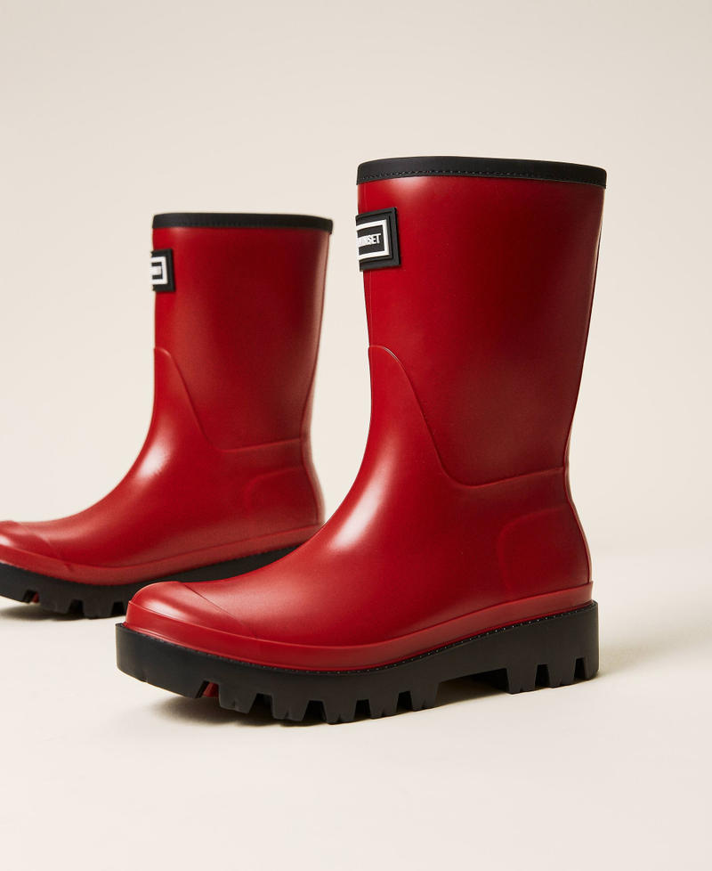 Rain boots with logo Woman Red TWINSET Milano