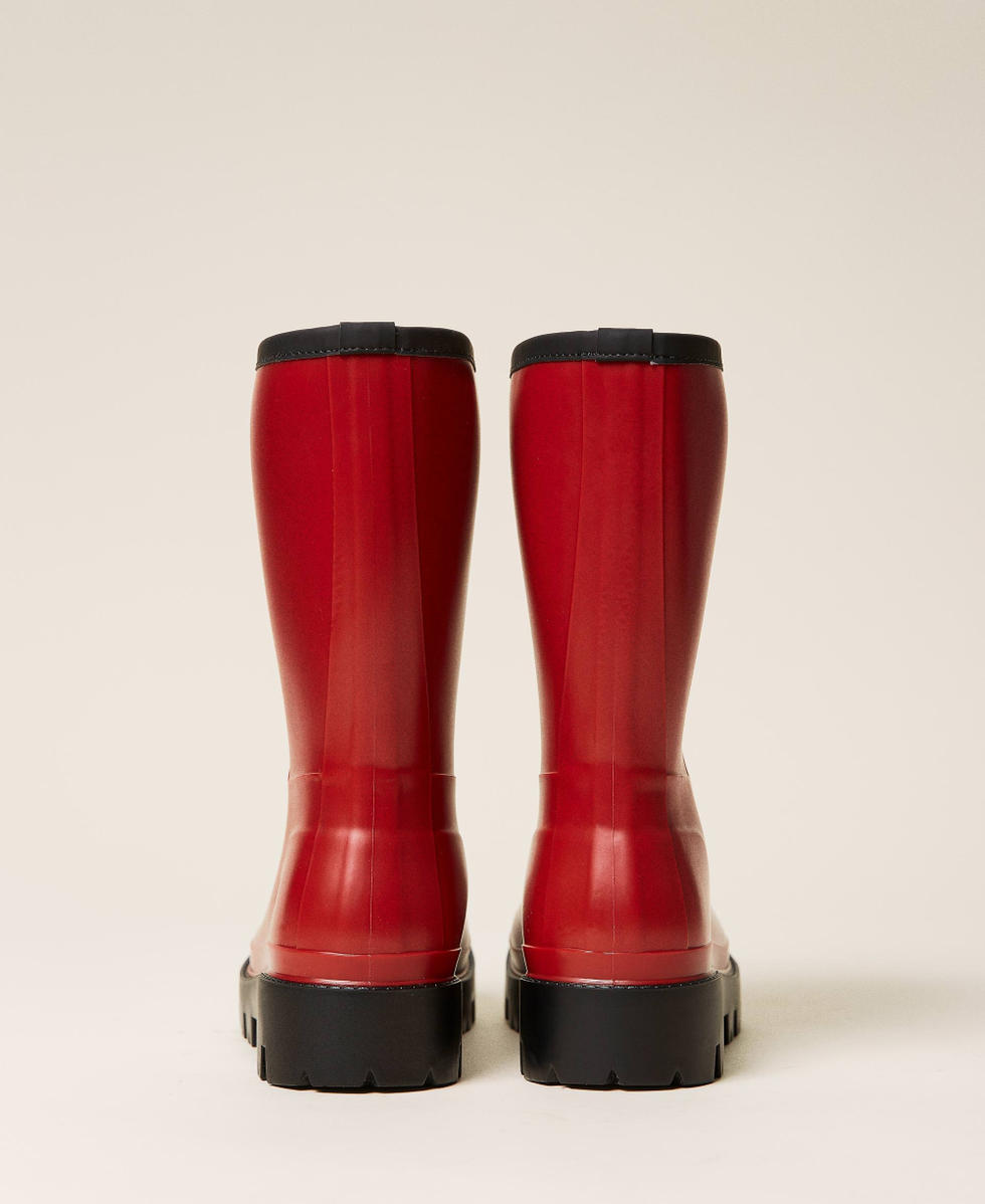 Women's red rubber rain boots clearance