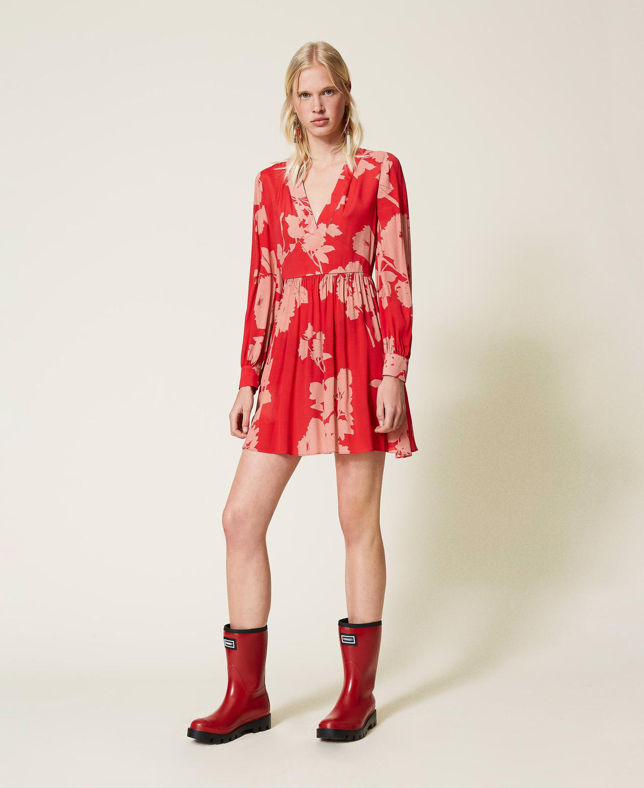 Stivali da pioggia con logo Lampone Scuro Donna 212TCP270-0S