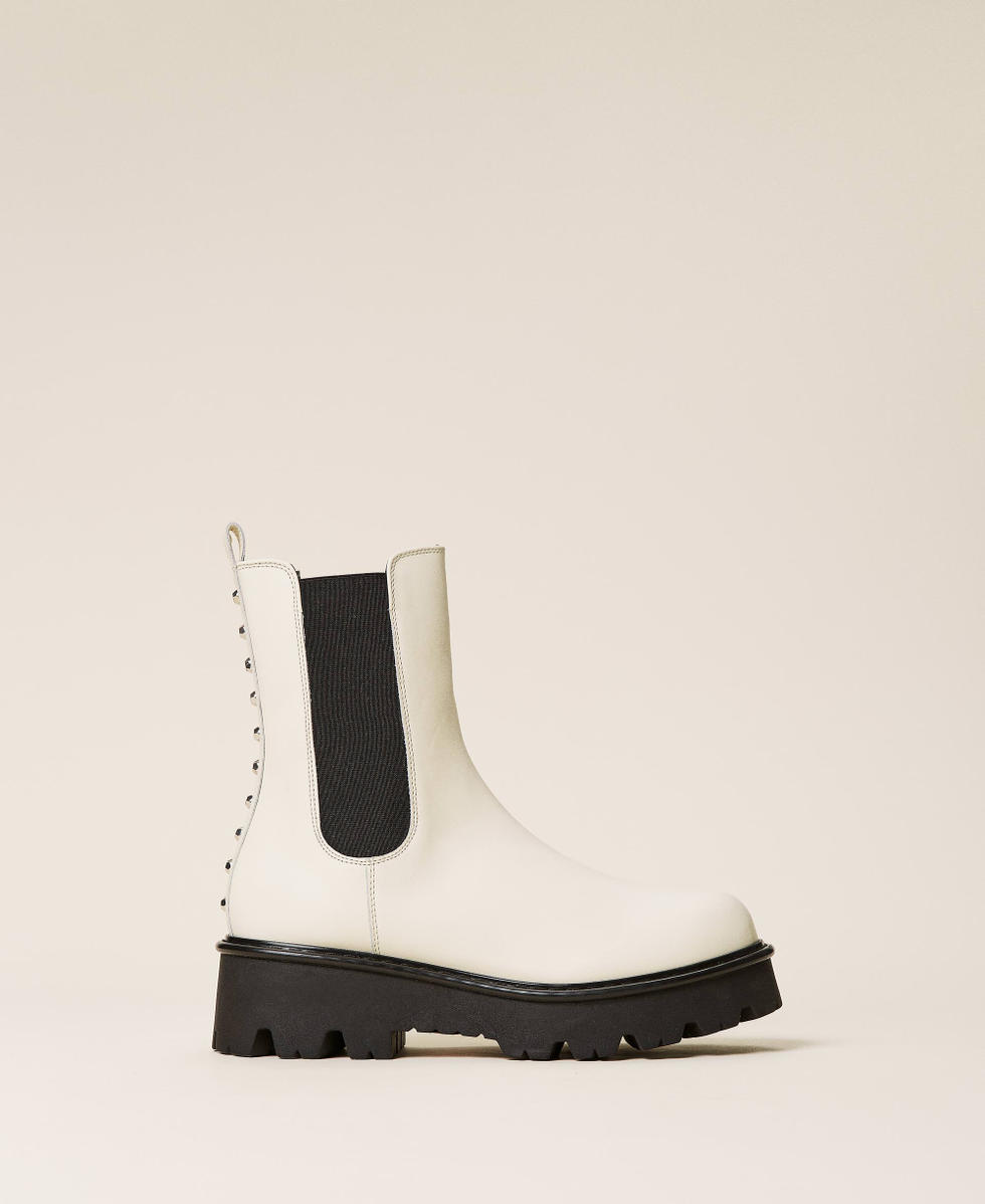 Leather ankle boots with studs sale