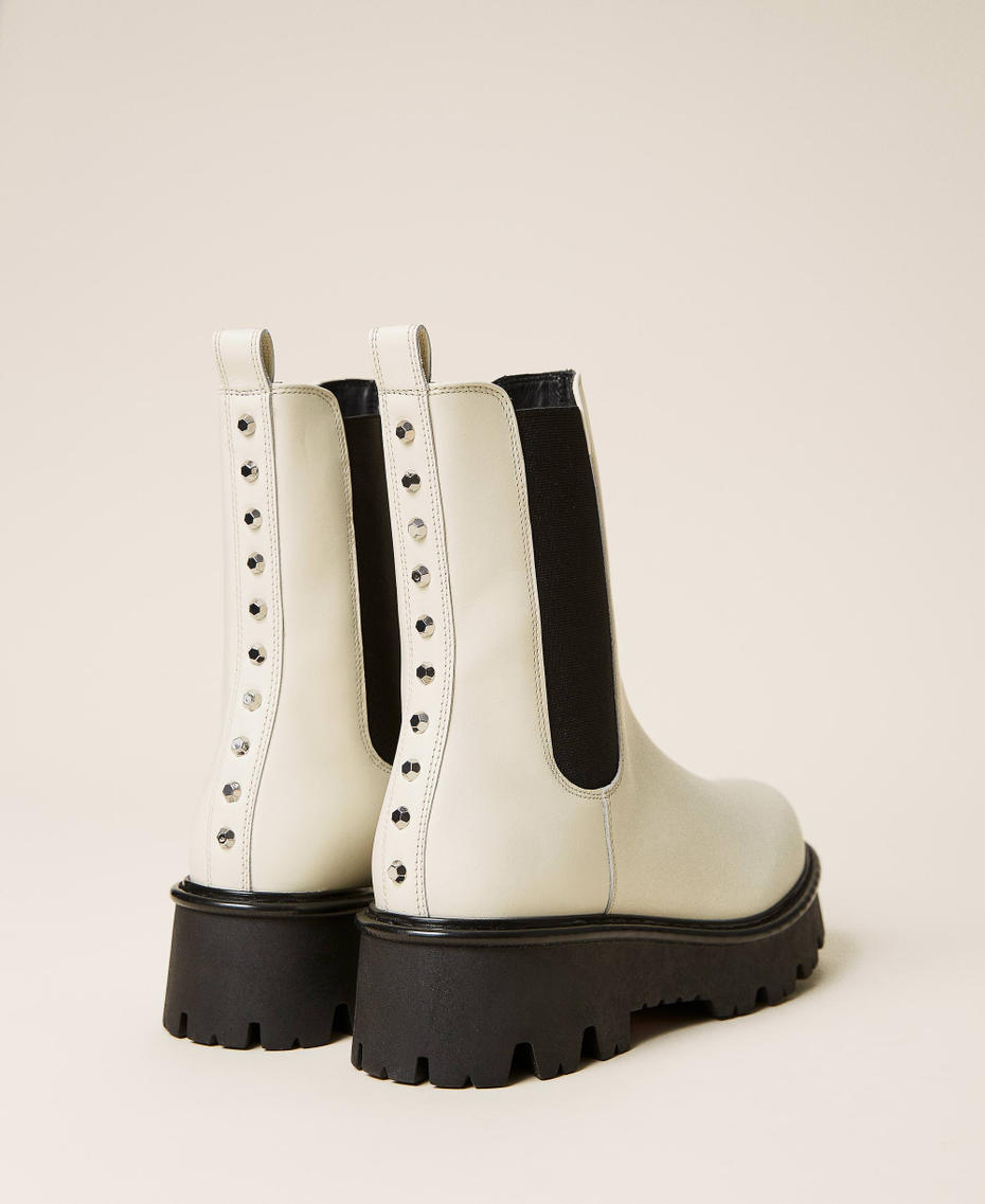 Leather ankle boots with studs Off White Woman 212TCT012-04