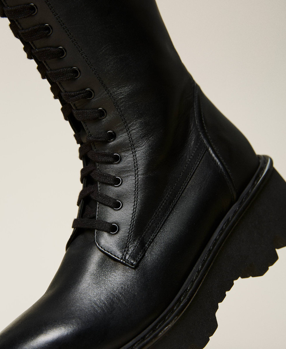 Knee high leather outlet combat boots