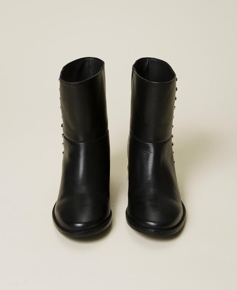 Leather boots with studs Black Woman 212TCT062-05