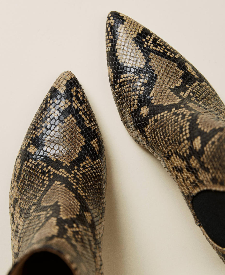 Animal print leather ankle boots Dark Leather Python Print Woman 212TCT082-04