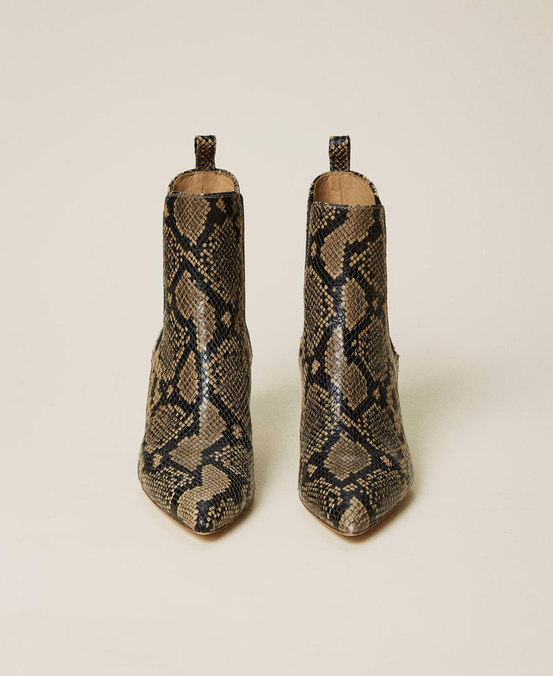 Animal print leather ankle boots Dark Leather Python Print Woman 212TCT082-06