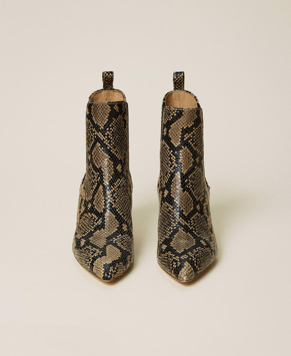 Animal print leather ankle boots Dark Leather Python Print Woman 212TCT082-06