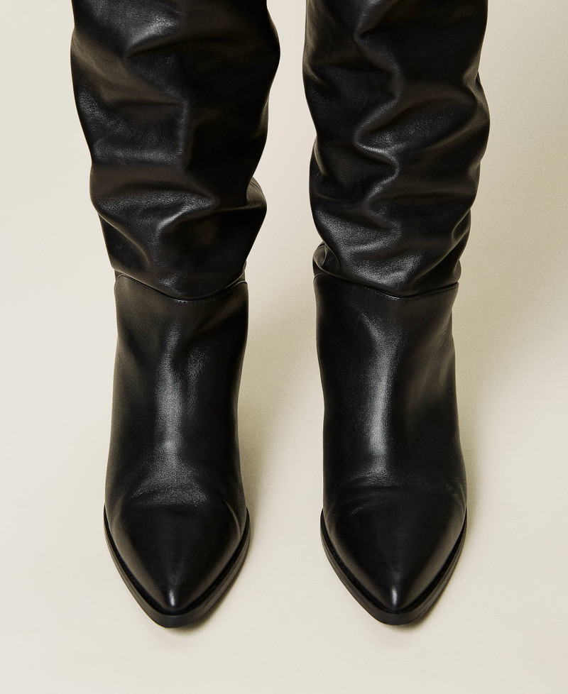 Bottines René Caty En Cuir Noir - Talons Triangles - Taille 38 EU (6.5 US) - Occasion TBE