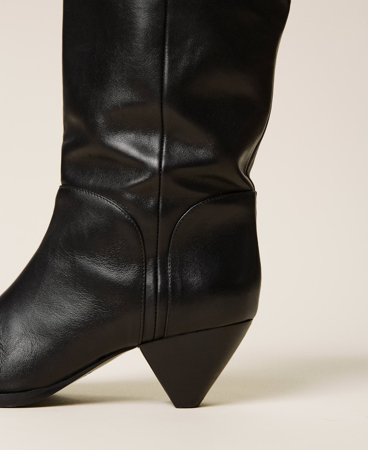 Nappa leather boots with design heel Black Woman 212TCT112-03