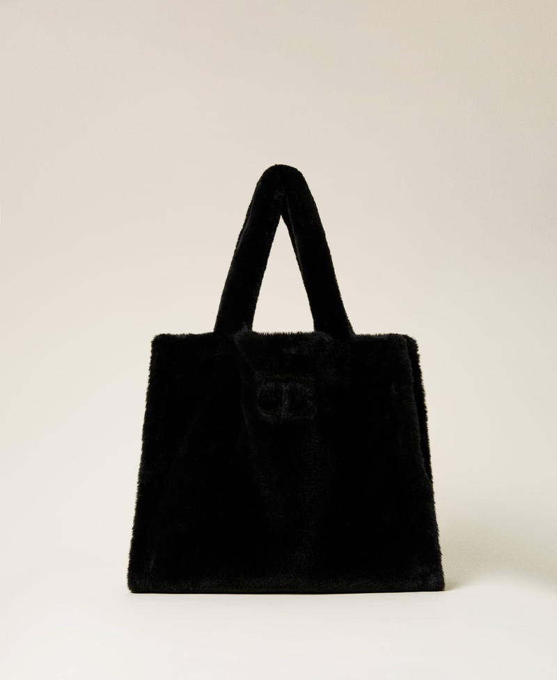 Plush shopper with logo Black Woman 212TD7350-01