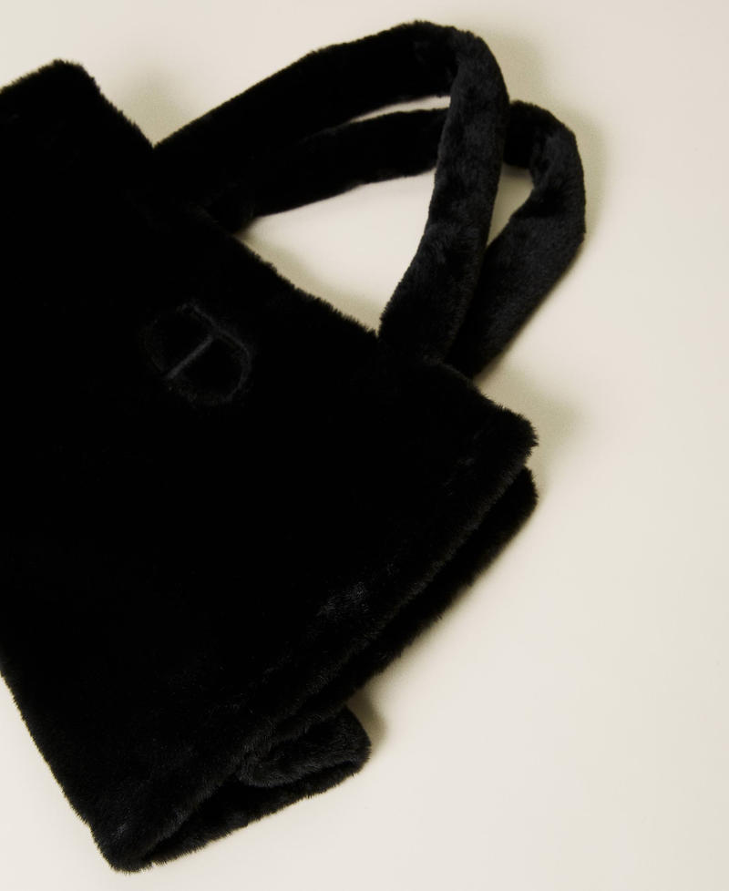 Plush shopper with logo Black Woman 212TD7350-02