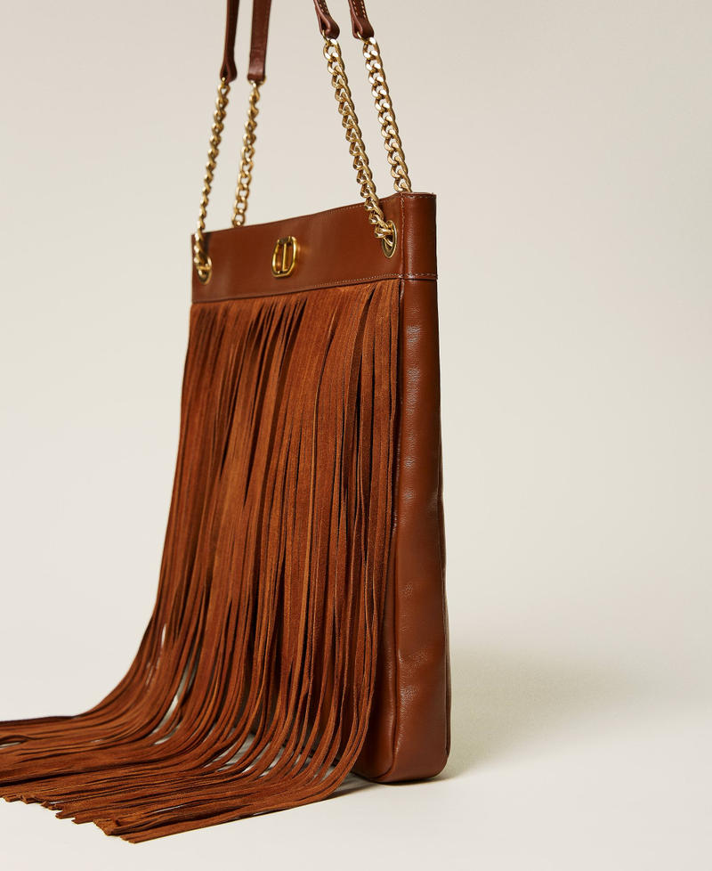 Leather bag with fringes Dark Hide Woman 212TD8010-02