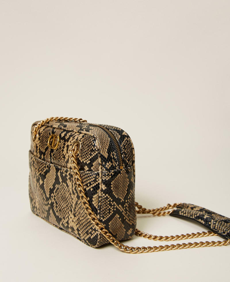Animal print leather shoulder bag Dark Leather Python Print Woman 212TD8041-02