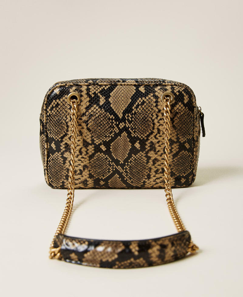 Animal print leather shoulder bag Dark Leather Python Print Woman 212TD8041-04