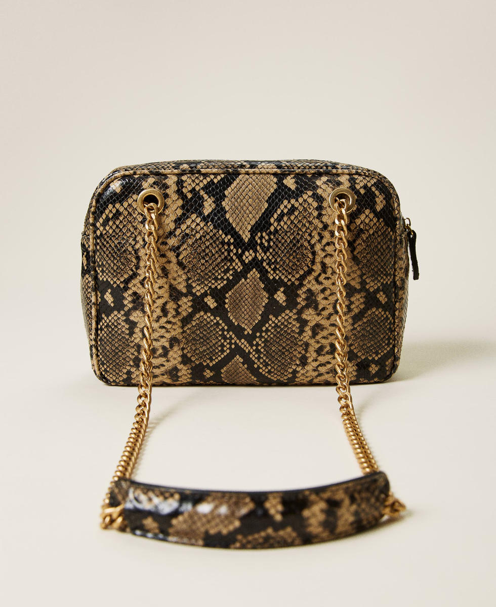 Borsa a tracolla in pelle animalier Donna Marrone TWINSET Milano
