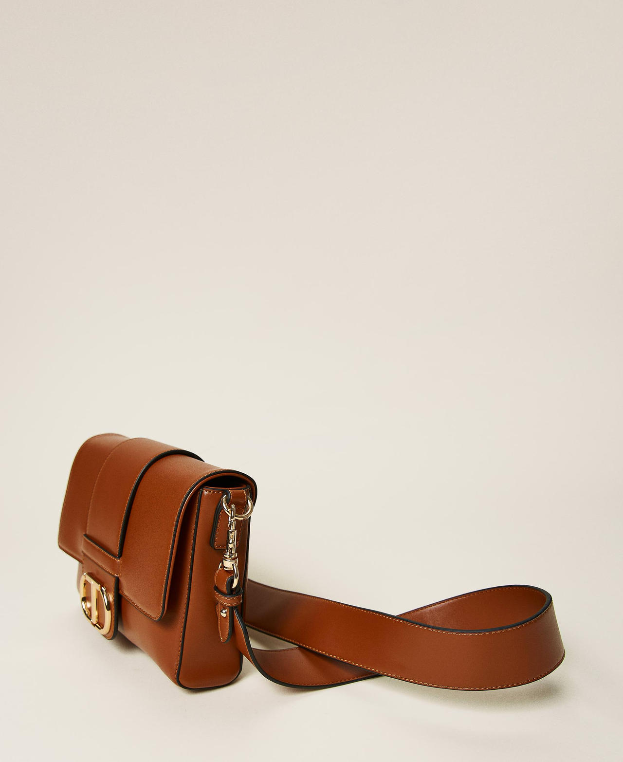 Bolso bandolera grande con logotipo Cuero Oscuro Mujer 212TD8060-02