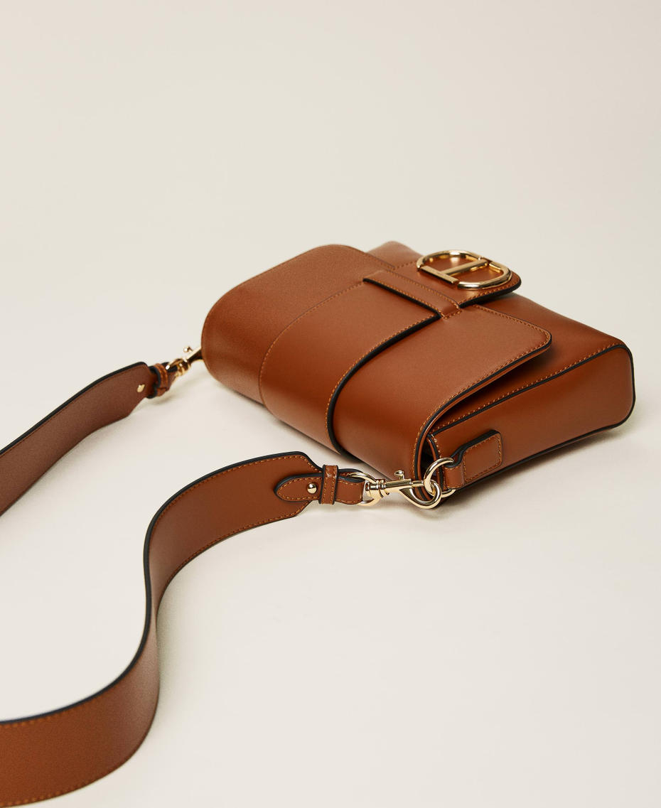 Bolso bandolera grande con logotipo Cuero Oscuro Mujer 212TD8060-05