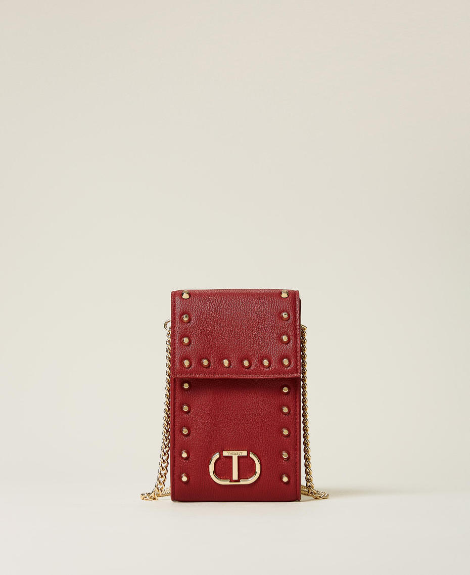 Portacellulare con borchie e logo Rosso Ciliegia Donna 212TD8107-01