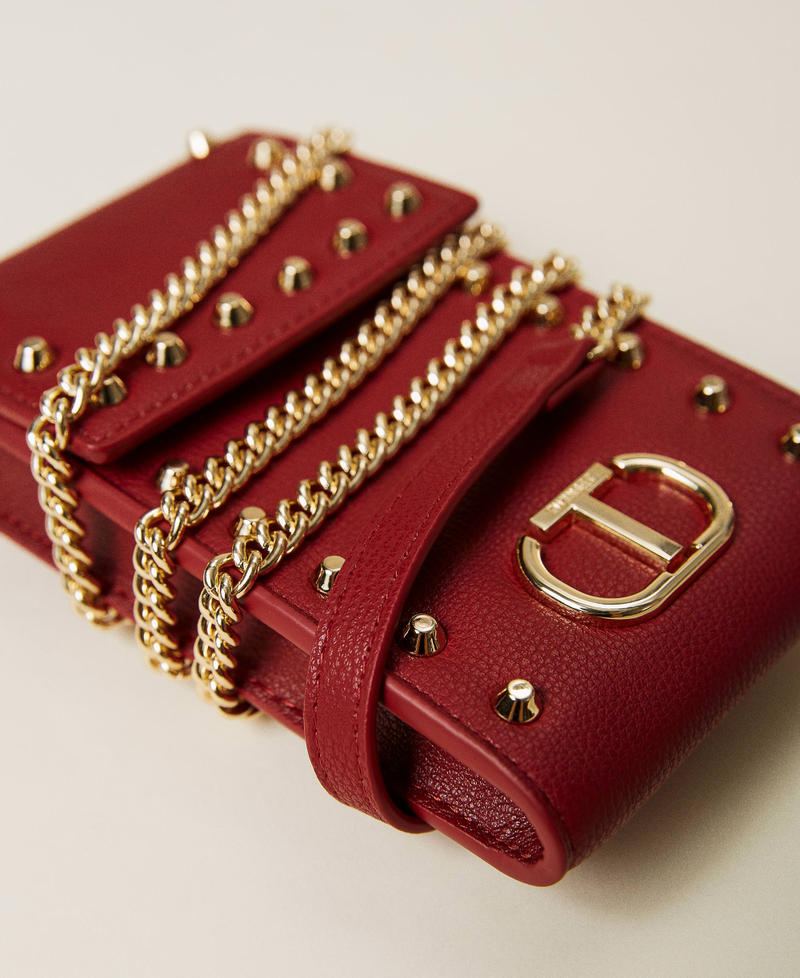 Portacellulare con borchie e logo Rosso Ciliegia Donna 212TD8107-03