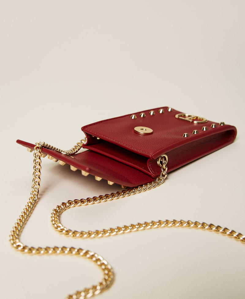 Pochette pour téléphone portable avec clous et logo Rouge Cerise Femme 212TD8107-05