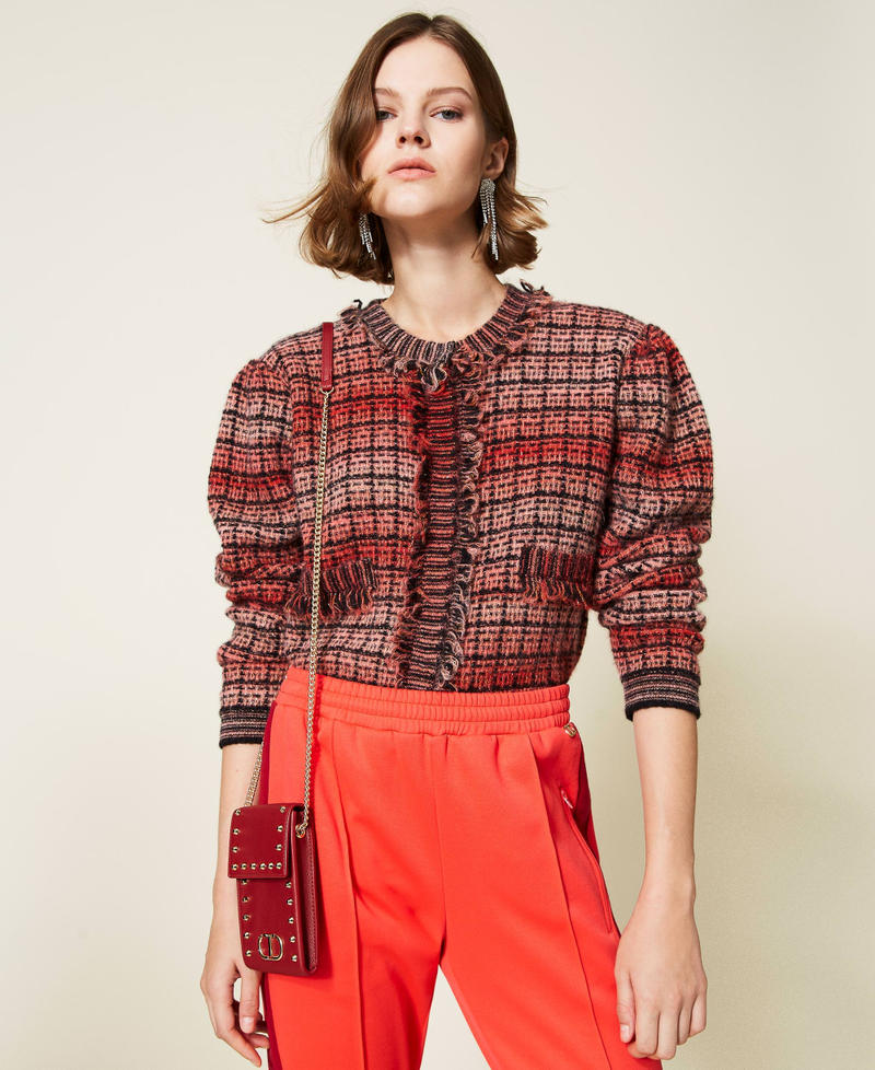 Portacellulare con borchie e logo Rosso Ciliegia Donna 212TD8107-0S