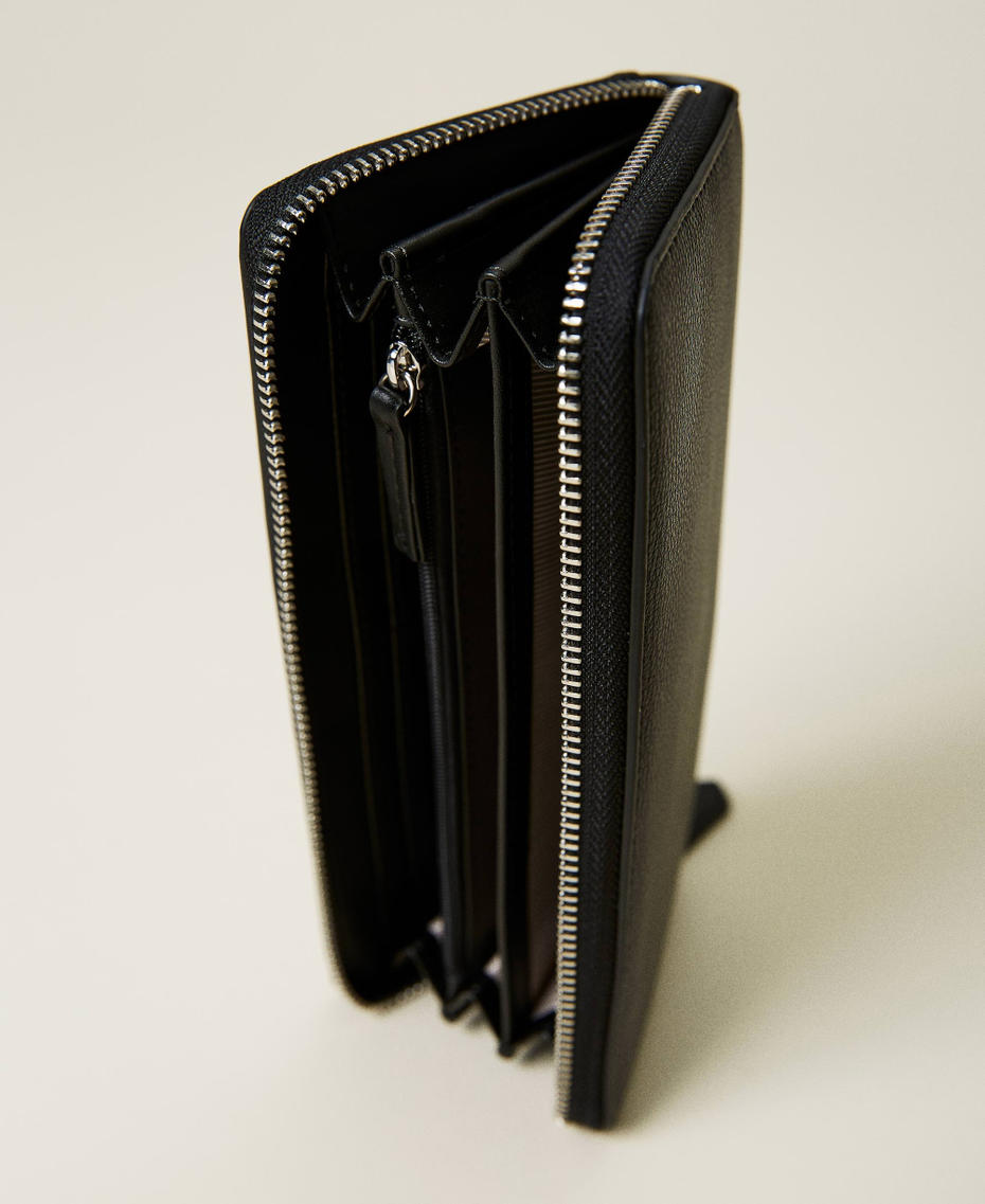 Portafoglio zip around con borchie e logo Nero Donna 212TD8108-04