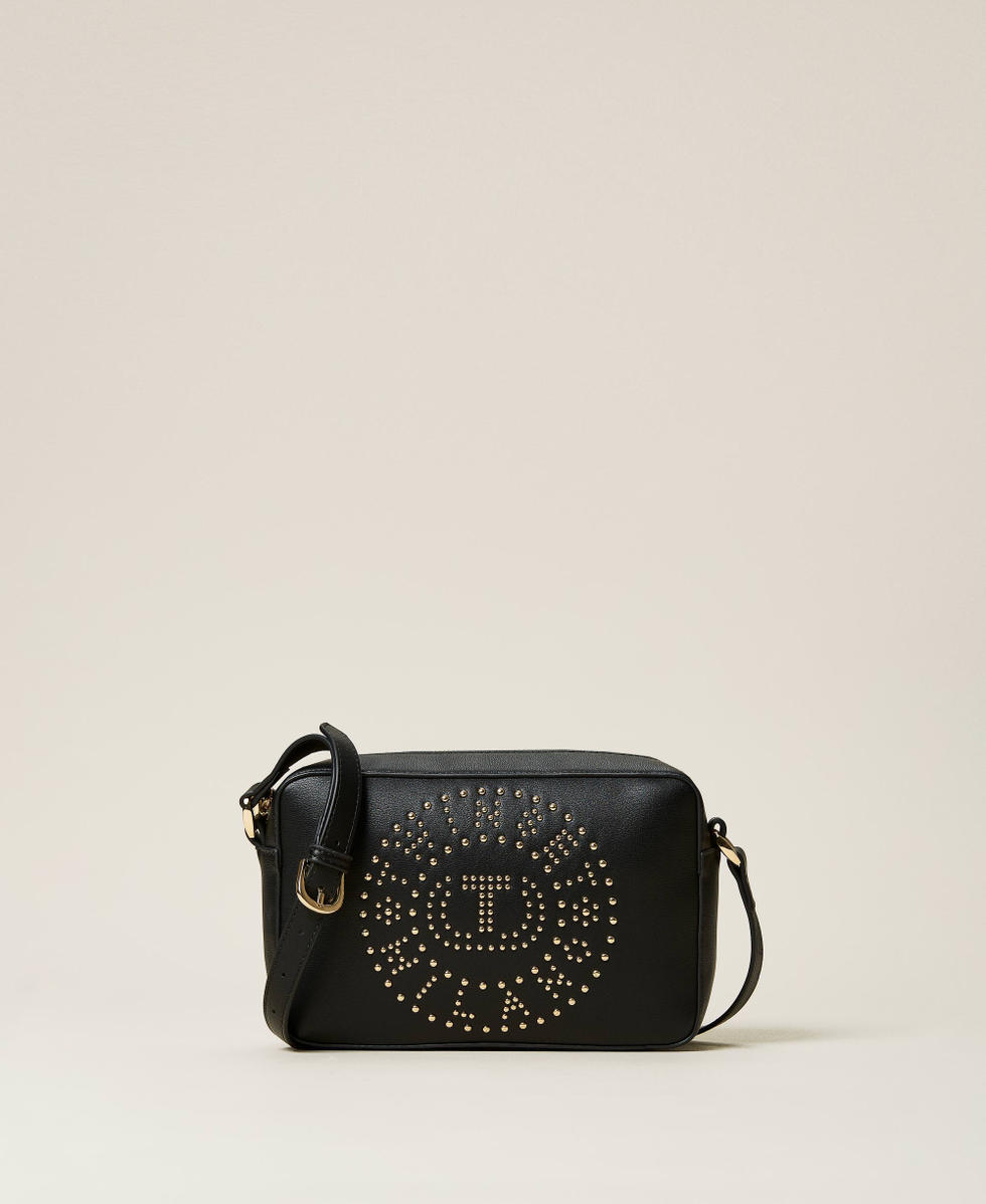 Borsa a tracolla con borchie e logo Donna Nero TWINSET Milano