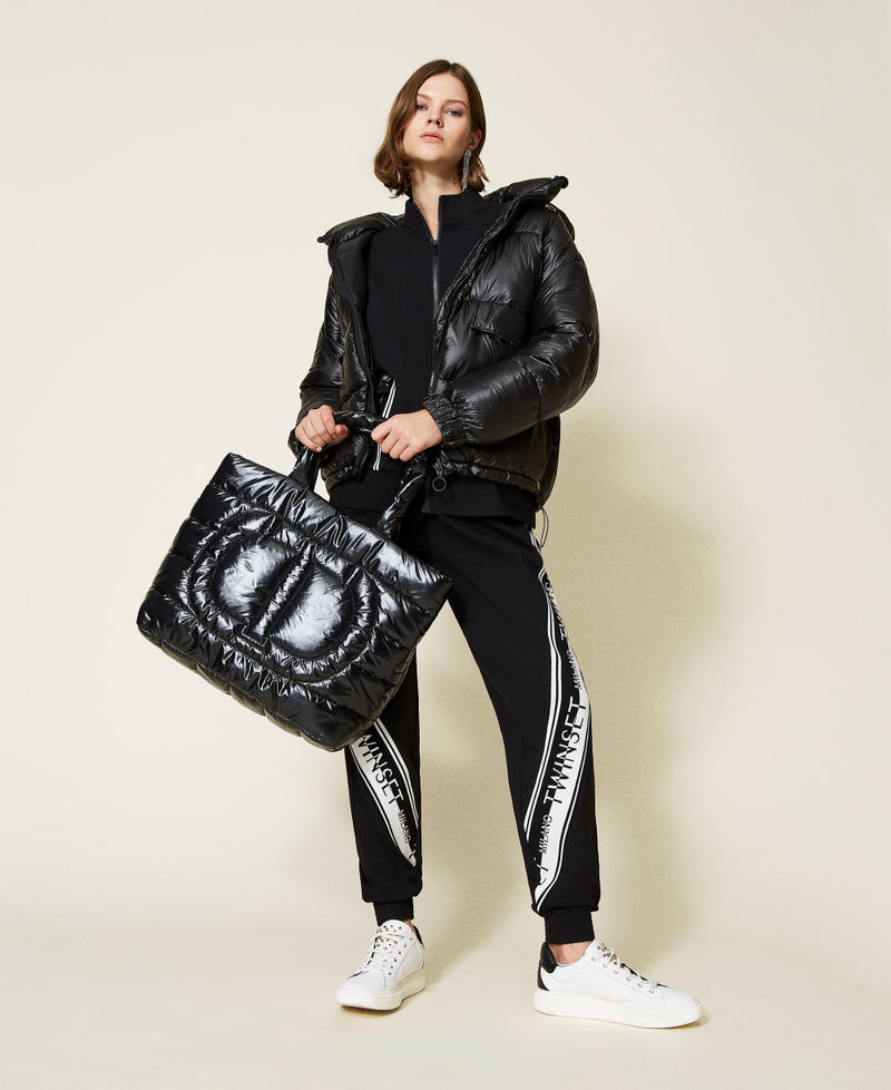 Borsa shopper trapuntata con logo Nero Donna 212TD8120-0S