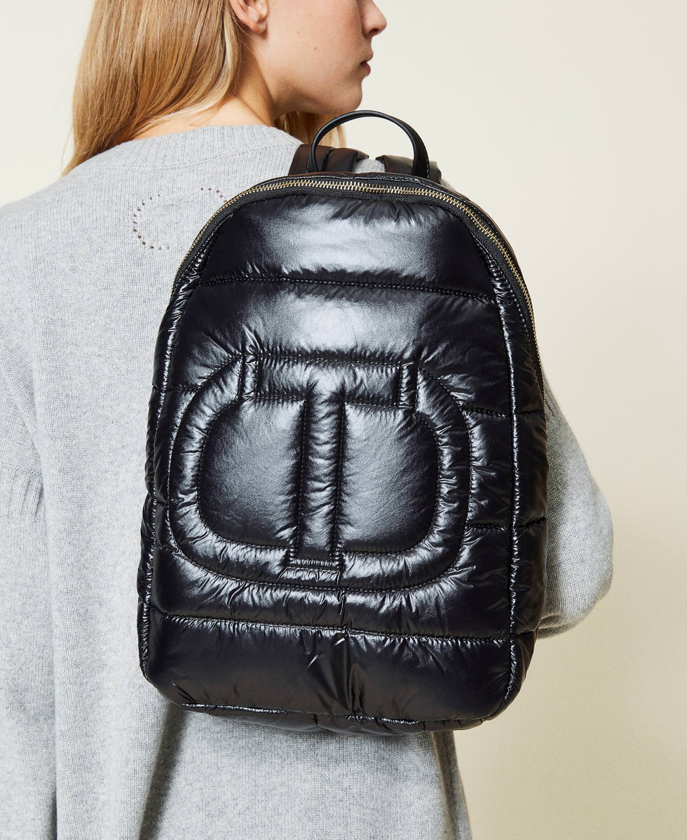 Sac a dos matelasse avec logo Femme Noir TWINSET Milano