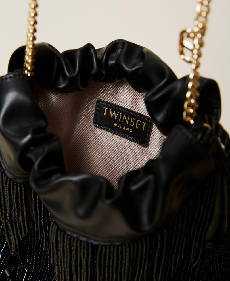Sac modèle sacchetto avec franges de perles Noir Femme 212TD8130-06