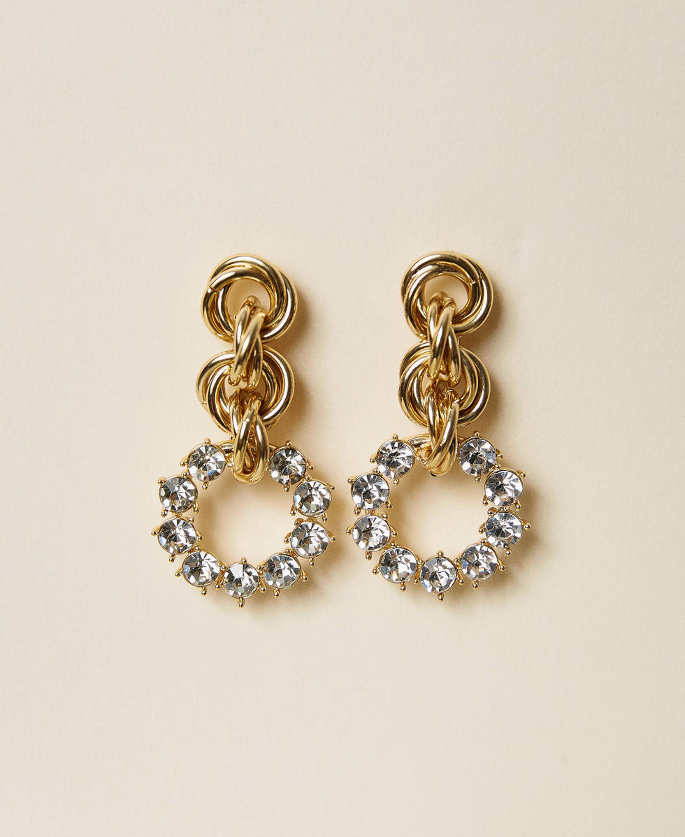 Boucles d&rsquo;oreilles torsad&eacute;es avec strass Jaune Or Femme 212TO5066-01
