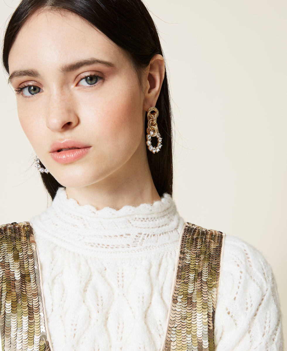 Boucles d&rsquo;oreilles torsad&eacute;es avec strass Jaune Or Femme 212TO5066-0S