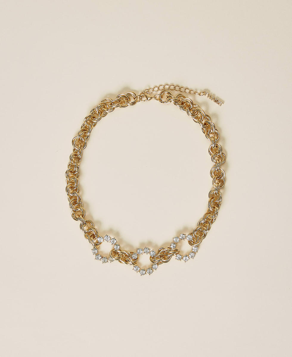 Halsnahe Kordelkette mit Strass Gold Gelb Frau 212TO5067-01